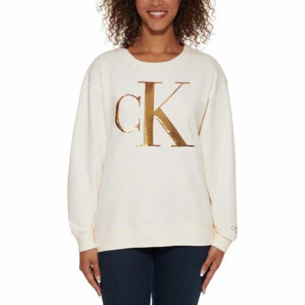 Calvin Klein Jeans Ladies' Sequin Pullover in Gold